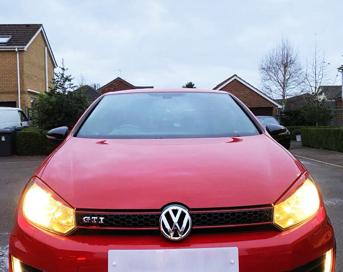 vw gold gti, headlight restoration, exterior clean